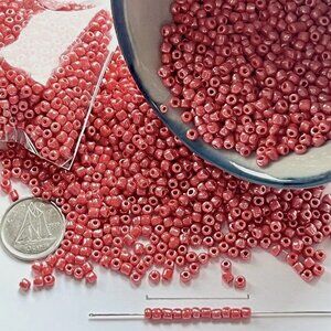 As Low As $2 Salmon Pink Opaque Lustre Rocaille Seed Beads 3mm 8/0 2oz